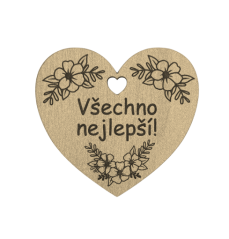 Srdíčko do kytice Všechno nejlepší!