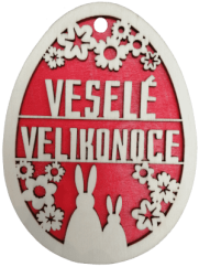 Velikonoční vajíčko - Veselé Velikonoce - červené