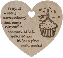 Srdíčko do kytice k narozeninám