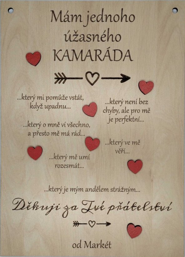 Cedulka poděkování kamarádovi