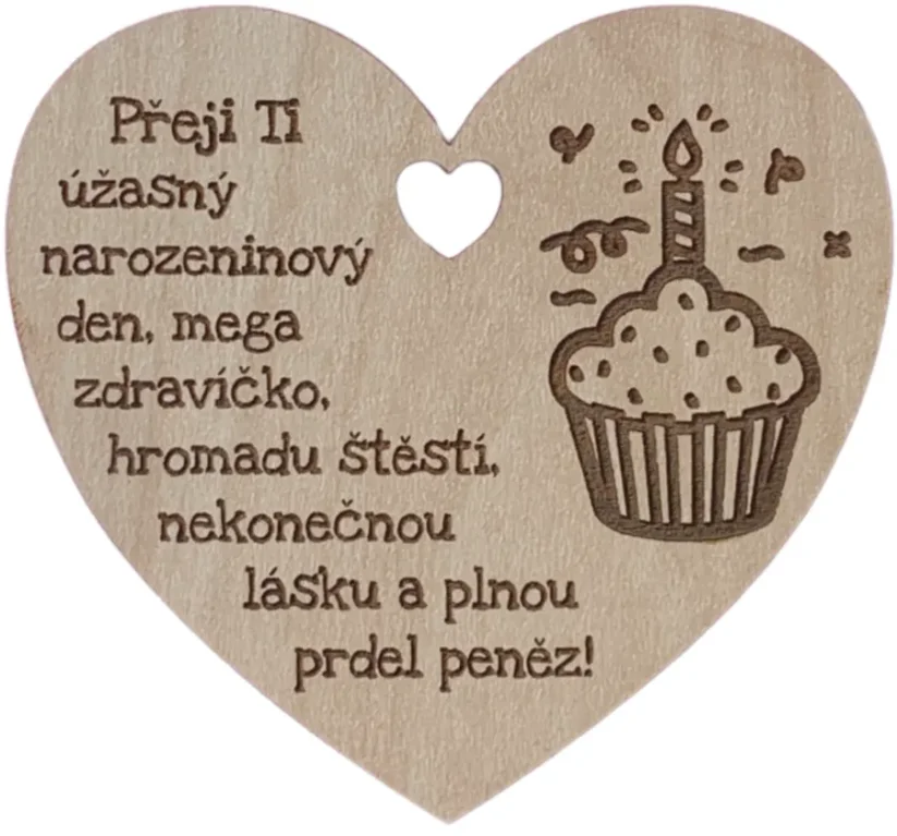 Srdíčko do kytice k narozeninám