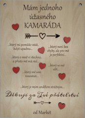 Cedulka poděkování kamarádovi