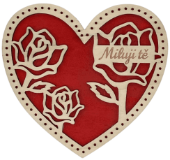 Valentýnské srdce s růžemi - Miluji tě